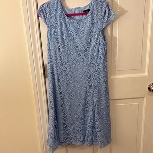 Connected Apparel Light Blue Lace Midi Dress